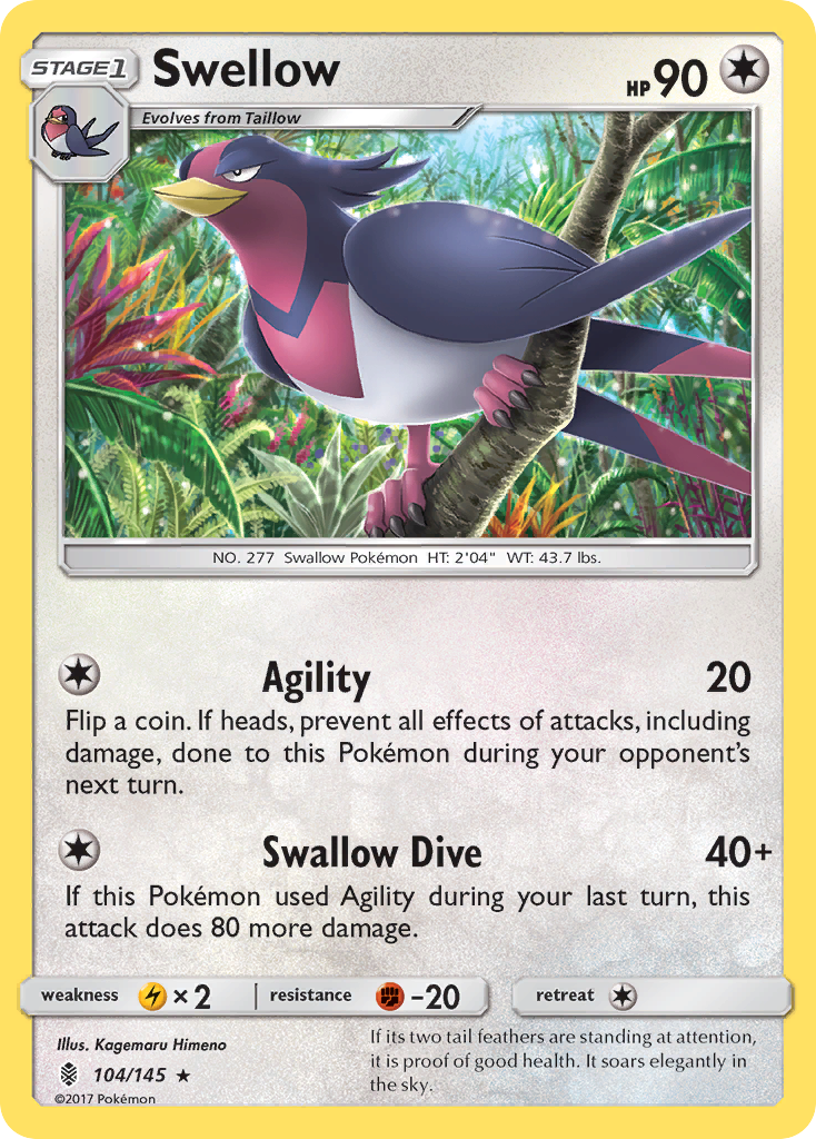 Swellow (104/145) [Sun & Moon: Guardians Rising] | Exor Games New Glasgow