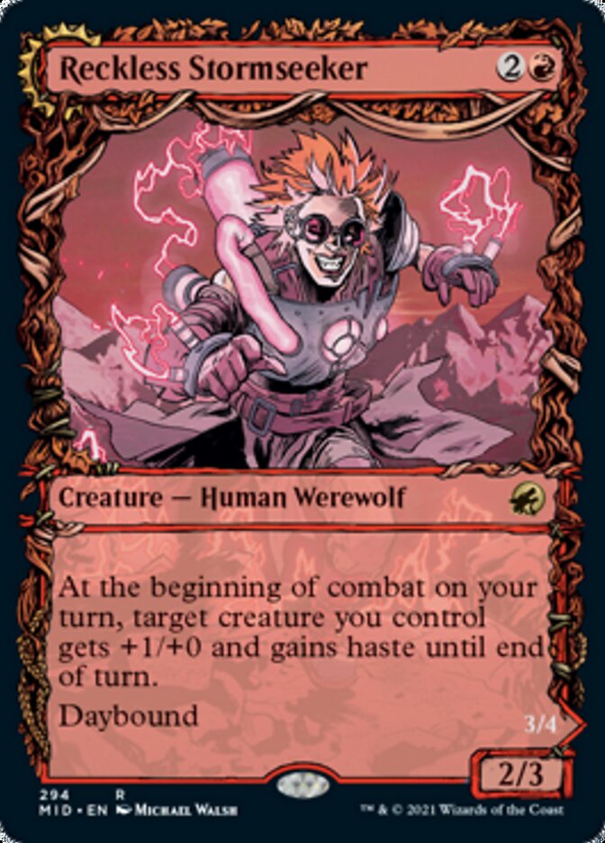 Reckless Stormseeker // Storm-Charged Slasher (Showcase Equinox) [Innistrad: Midnight Hunt] | Exor Games New Glasgow