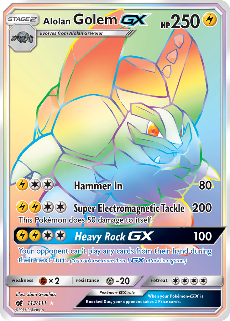 Alolan Golem GX (113/111) [Sun & Moon: Crimson Invasion] | Exor Games New Glasgow