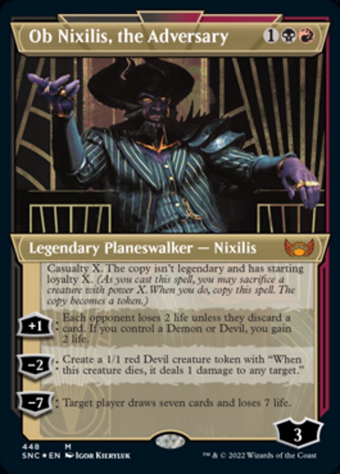 Ob Nixilis, the Adversary (Showcase Art Deco Foil Etched) [Streets of New Capenna] | Exor Games New Glasgow