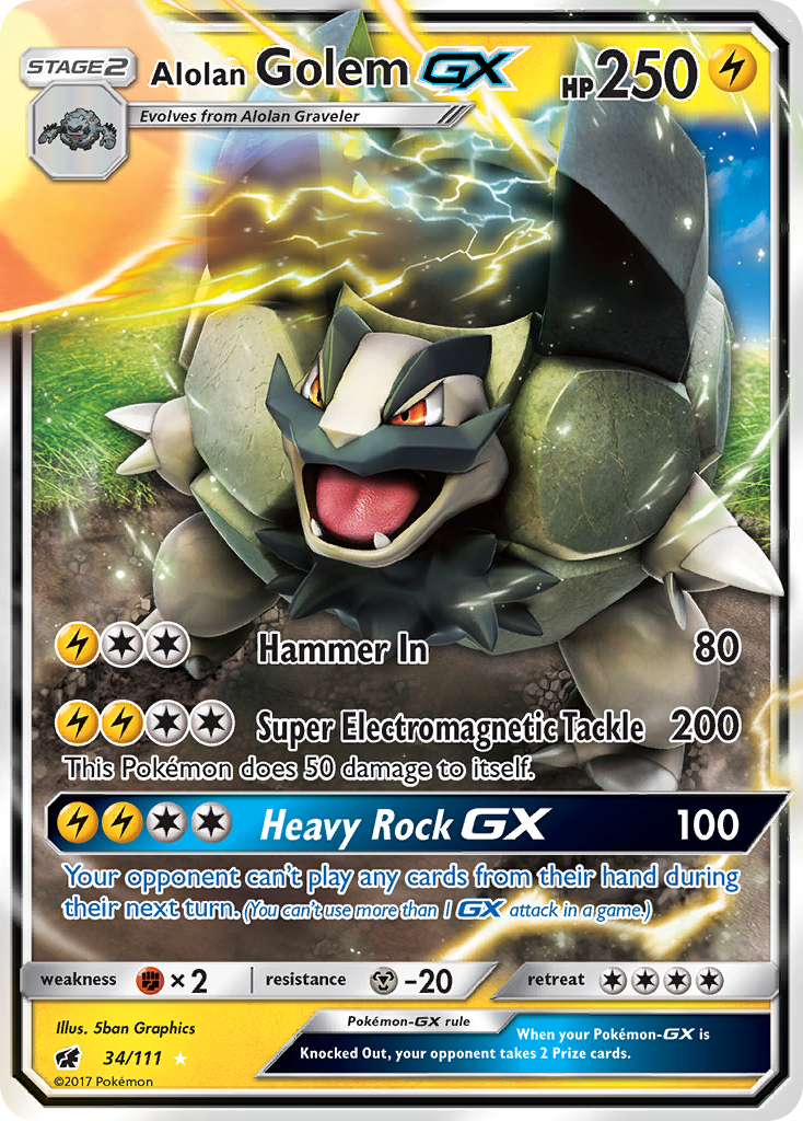 Alolan Golem GX (34/111) [Sun & Moon: Crimson Invasion] | Exor Games New Glasgow