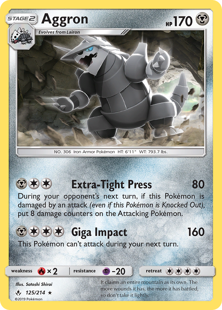 Aggron (125/214) [Sun & Moon: Unbroken Bonds] | Exor Games New Glasgow