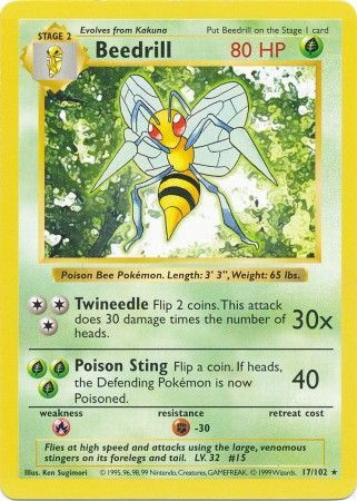 Beedrill (17/102) [Base Set Shadowless Unlimited] | Exor Games New Glasgow