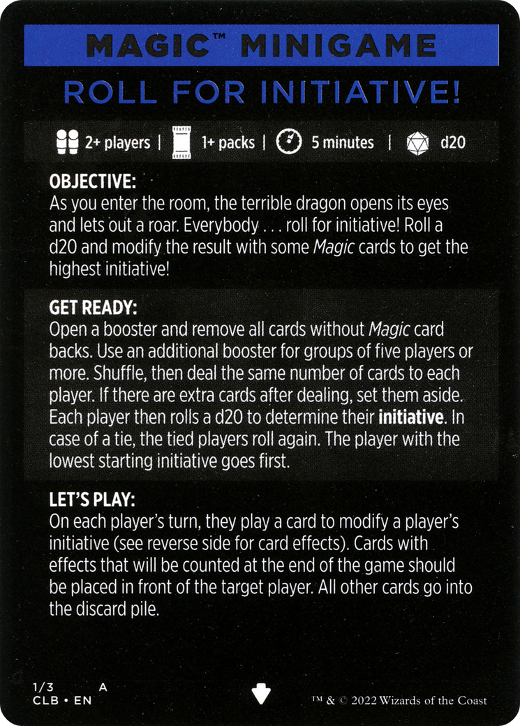 Roll for Initiative! (Magic Minigame) [Commander Legends: Battle for Baldur's Gate Minigame] | Exor Games New Glasgow