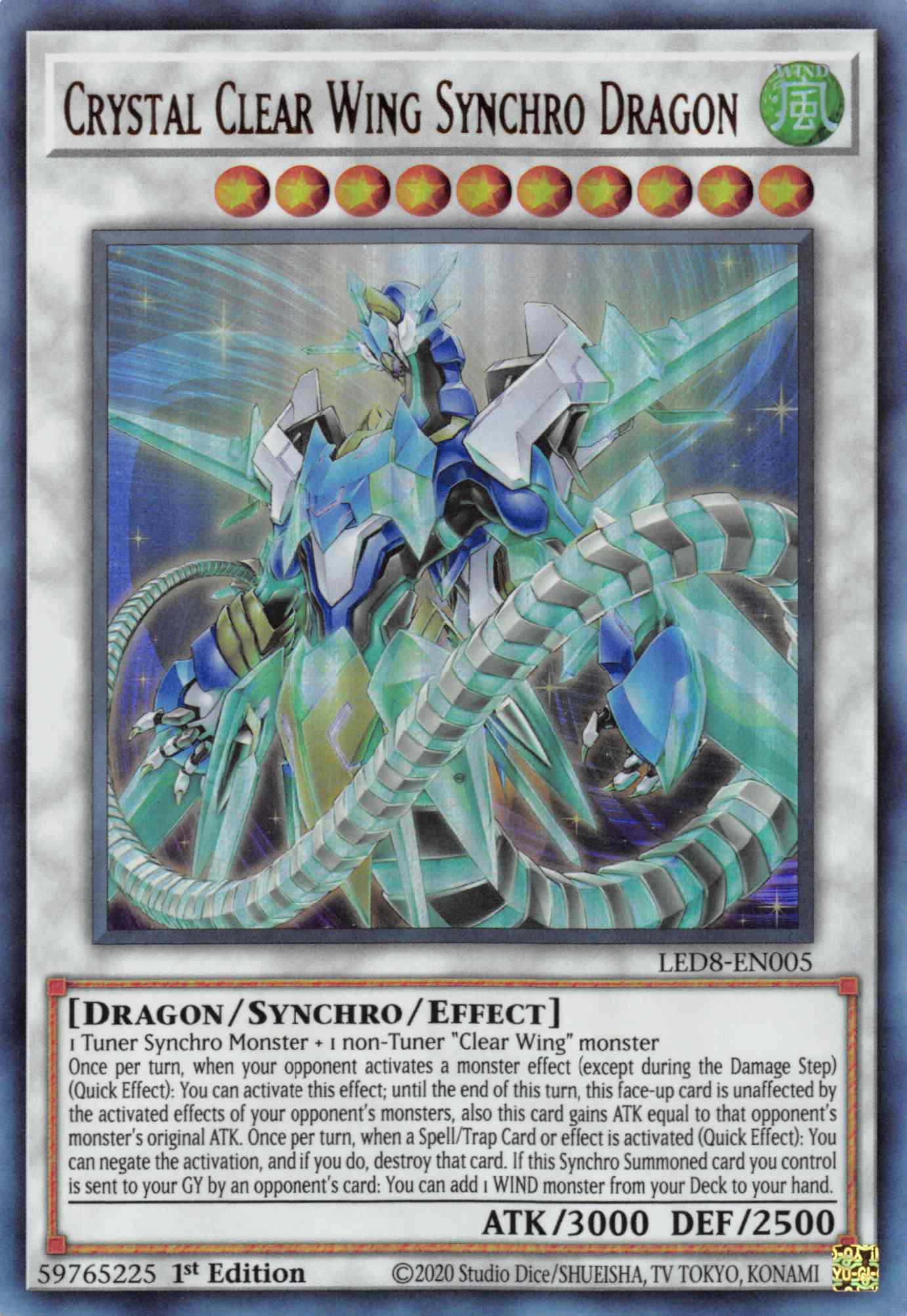 Crystal Clear Wing Synchro Dragon [LED8-EN005] Ultra Rare | Exor Games New Glasgow