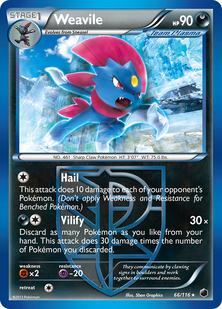 Weavile (66/116) [Black & White: Plasma Freeze] | Exor Games New Glasgow