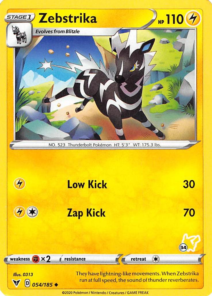 Zebstrika (054/185) (Pikachu Stamp #34) [Battle Academy 2022] | Exor Games New Glasgow