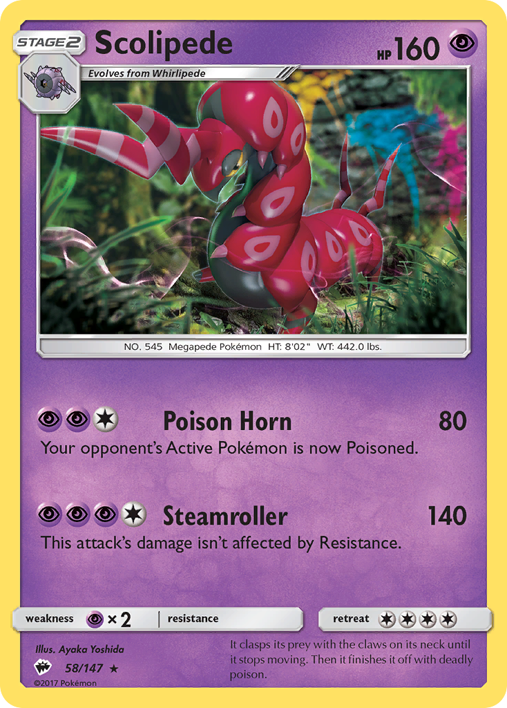 Scolipede (58/147) [Sun & Moon: Burning Shadows] | Exor Games New Glasgow