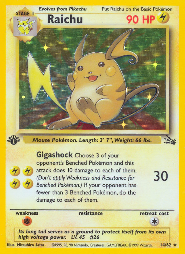 Raichu (14/62) [Fossil 1st Edition] | Exor Games New Glasgow