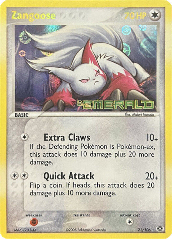 Zangoose (21/106) (Stamped) [EX: Emerald] | Exor Games New Glasgow