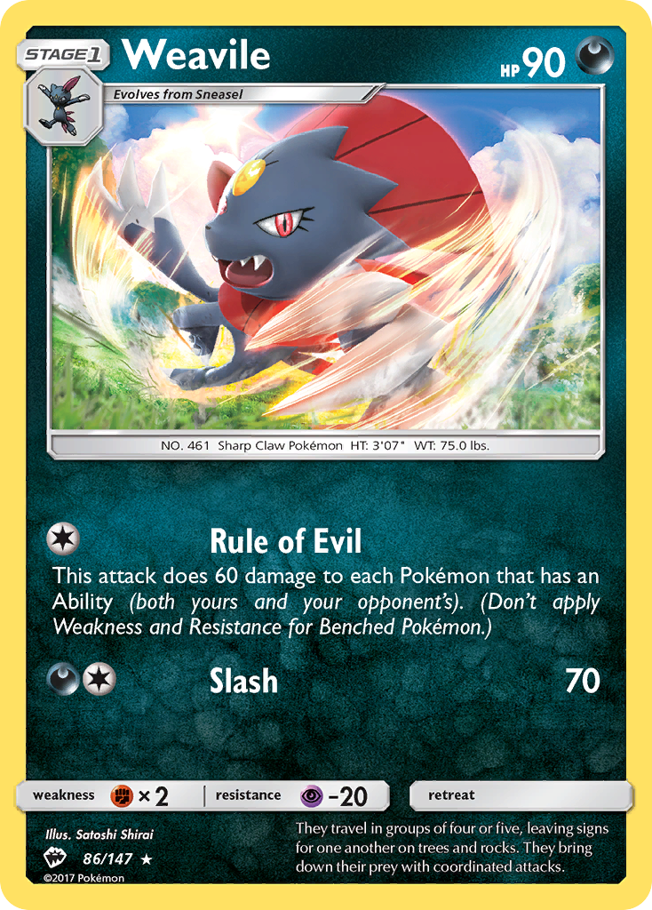 Weavile (86/147) [Sun & Moon: Burning Shadows] | Exor Games New Glasgow