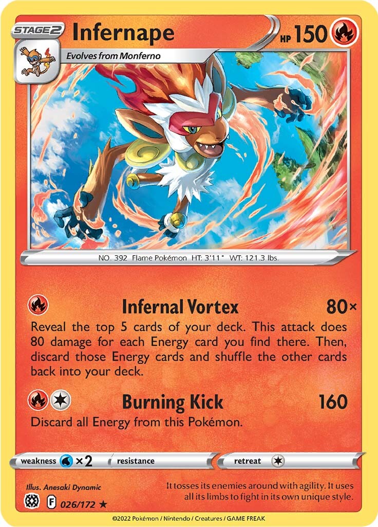 Infernape (026/172) (Theme Deck Exclusive) [Sword & Shield: Brilliant Stars] | Exor Games New Glasgow