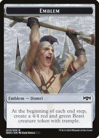 Emblem - Domri, Chaos Bringer [Ravnica Allegiance Tokens] | Exor Games New Glasgow