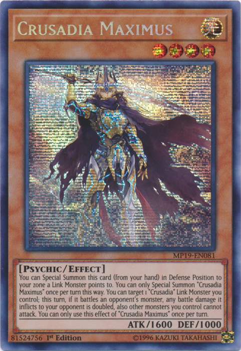 Crusadia Maximus [MP19-EN081] Prismatic Secret Rare | Exor Games New Glasgow