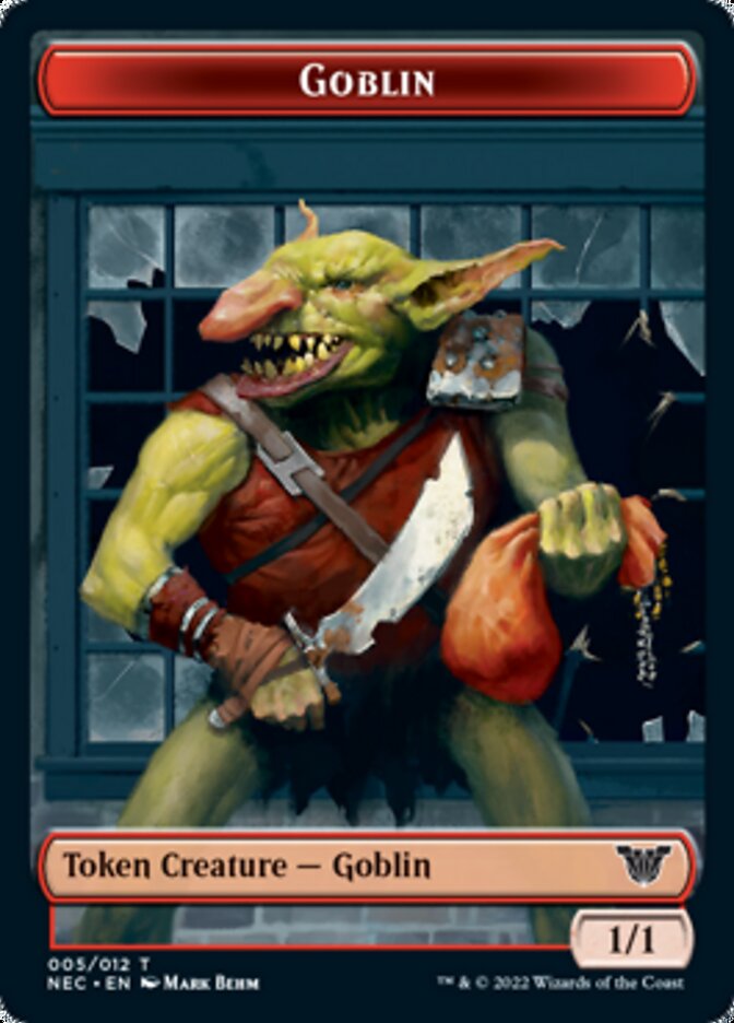 Smoke Blessing // Goblin Double-sided Token [Kamigawa: Neon Dynasty Commander Tokens] | Exor Games New Glasgow