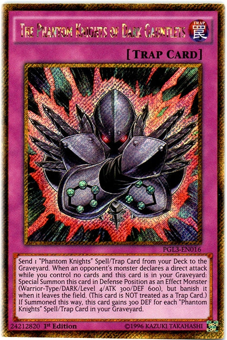 The Phantom Knights of Dark Gauntlets [PGL3-EN016] Gold Secret Rare | Exor Games New Glasgow