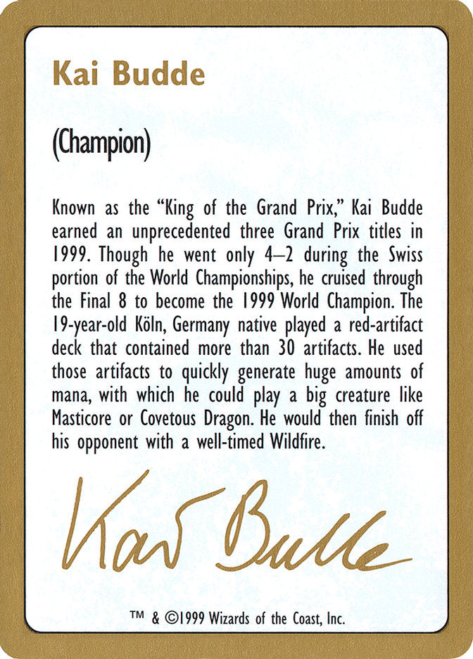 Kai Budde Bio [World Championship Decks 1999] | Exor Games New Glasgow