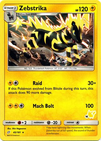 Zebstrika (45/181) (Pikachu Stamp #16) [Battle Academy 2020] | Exor Games New Glasgow