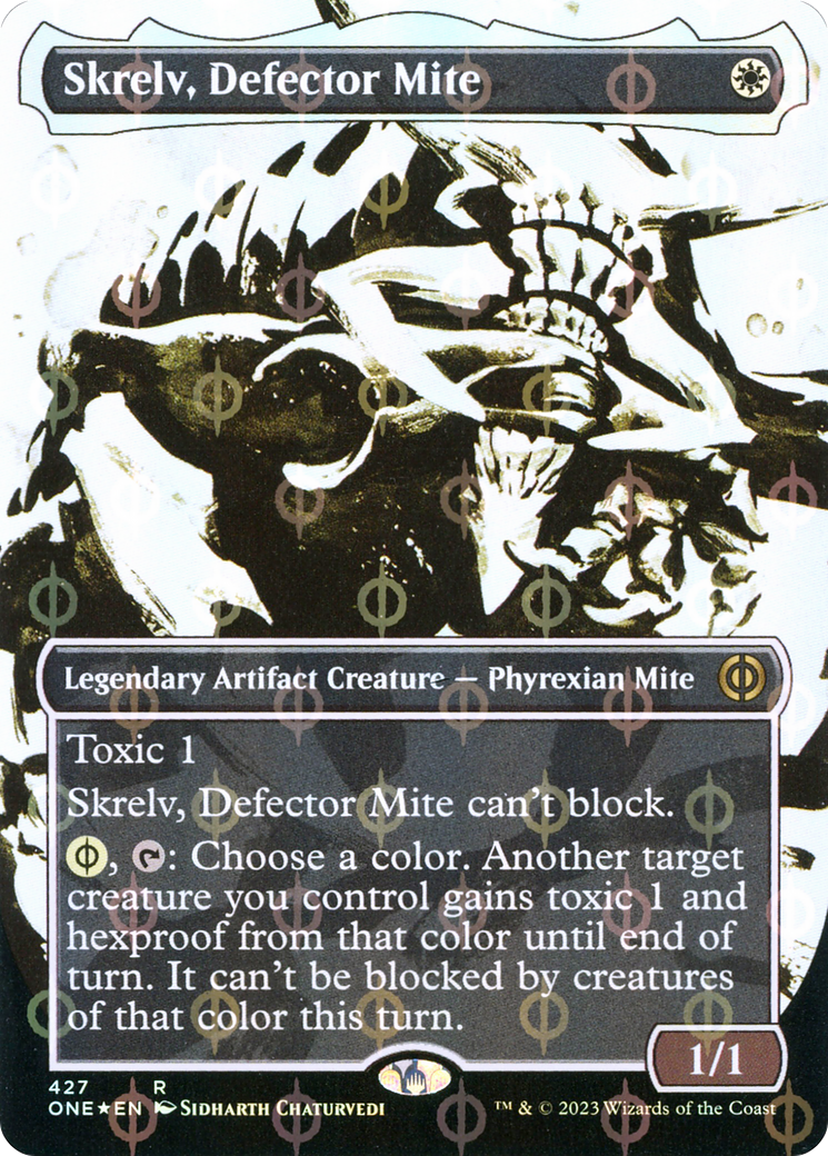 Skrelv, Defector Mite (Borderless Ichor Step-and-Compleat Foil) [Phyrexia: All Will Be One] | Exor Games New Glasgow