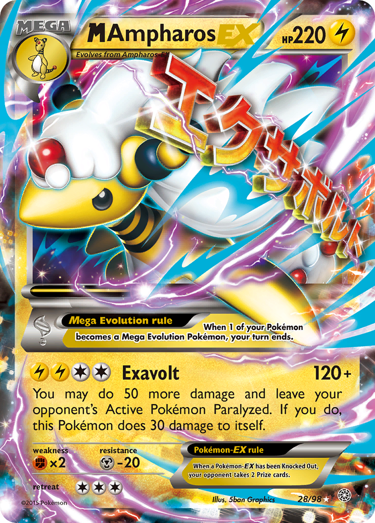 M Ampharos EX (28/98) [XY: Ancient Origins] | Exor Games New Glasgow