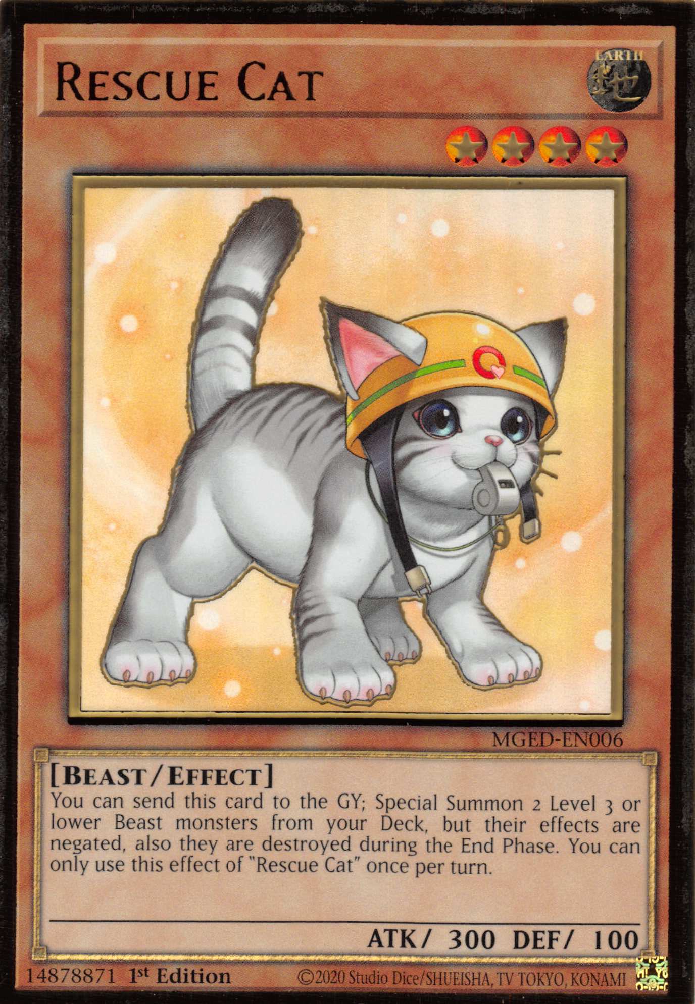 Rescue Cat (Alternate Art) [MGED-EN006] Gold Rare | Exor Games New Glasgow