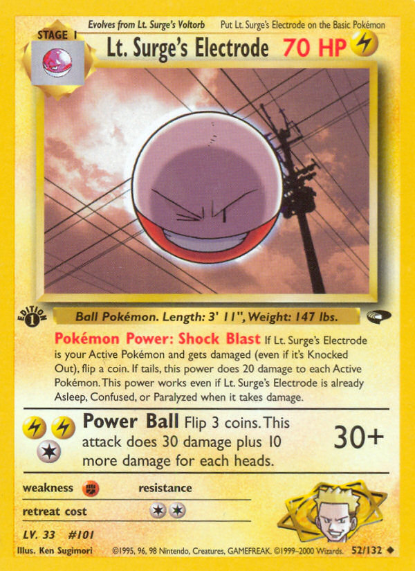 Lt. Surge's Electrode (52/132) [Gym Challenge 1st Edition] | Exor Games New Glasgow