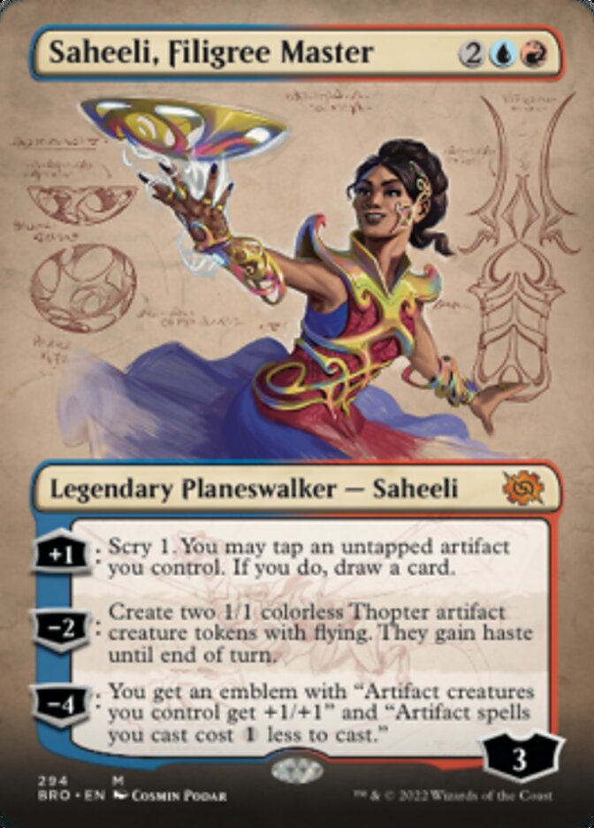 Saheeli, Filigree Master (Borderless Alternate Art) [The Brothers' War] | Exor Games New Glasgow