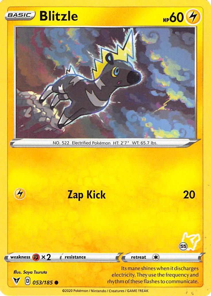 Blitzle (053/185) (Pikachu Stamp #55) [Battle Academy 2022] | Exor Games New Glasgow