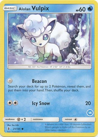 Alolan Vulpix (21/145) (Deck Exclusive #14) [Sun & Moon: Trainer Kit - Alolan Ninetales] | Exor Games New Glasgow