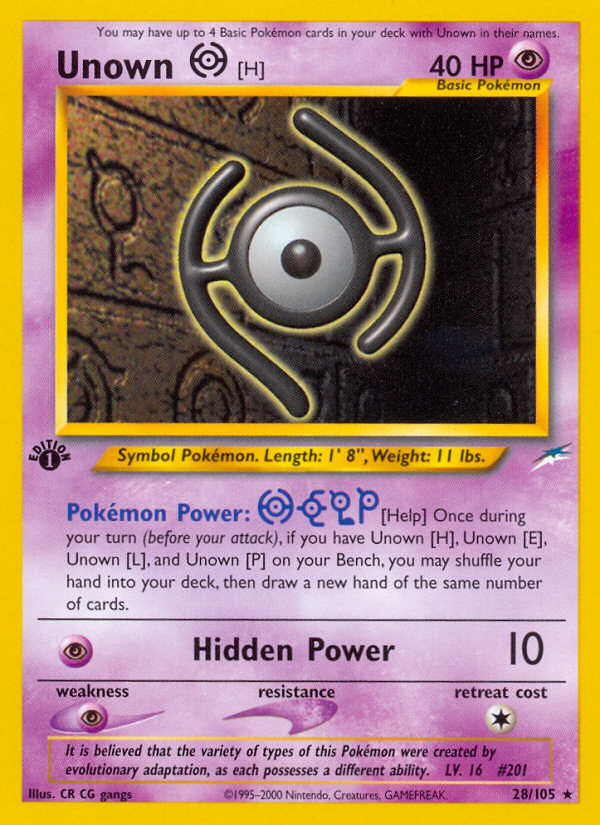 Unown [H] (28/105) [Neo Destiny 1st Edition] | Exor Games New Glasgow