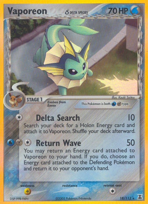 Vaporeon (18/113) (Delta Species) [EX: Delta Species] | Exor Games New Glasgow