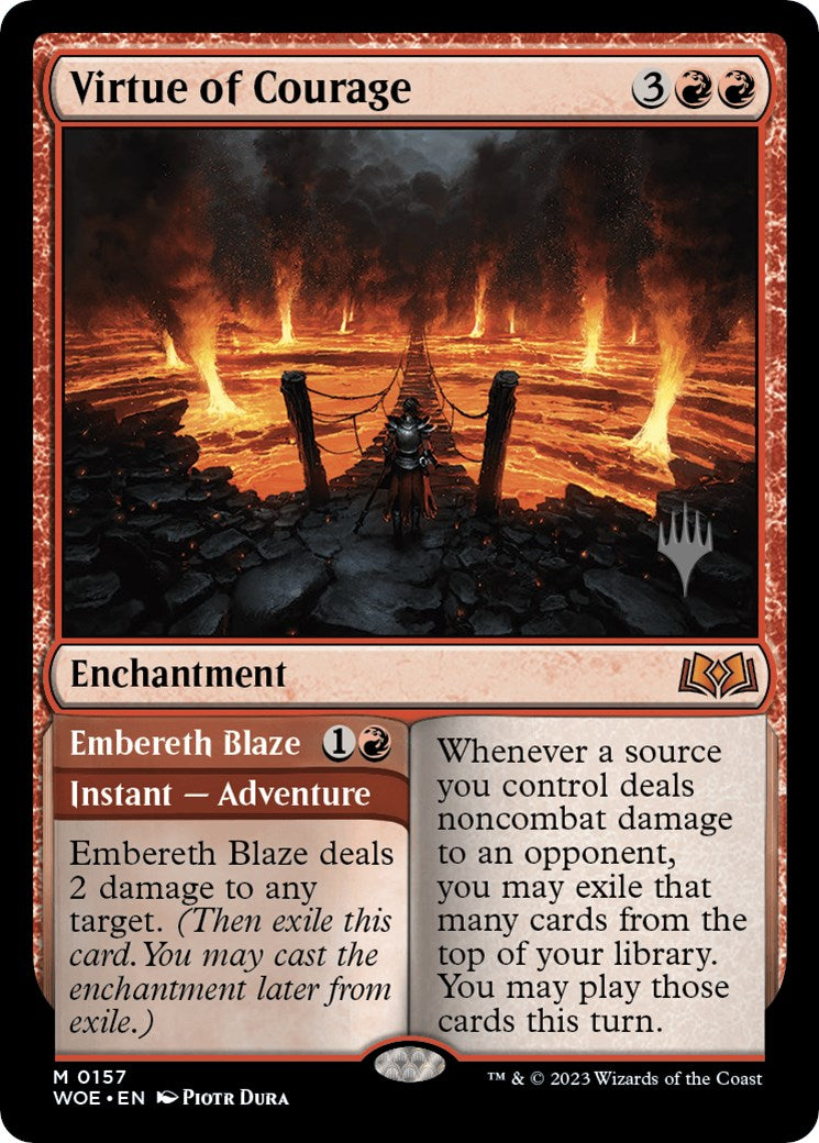 Virtue of Courage //Embereth Blaze (Promo Pack) [Wilds of Eldraine Promos] | Exor Games New Glasgow