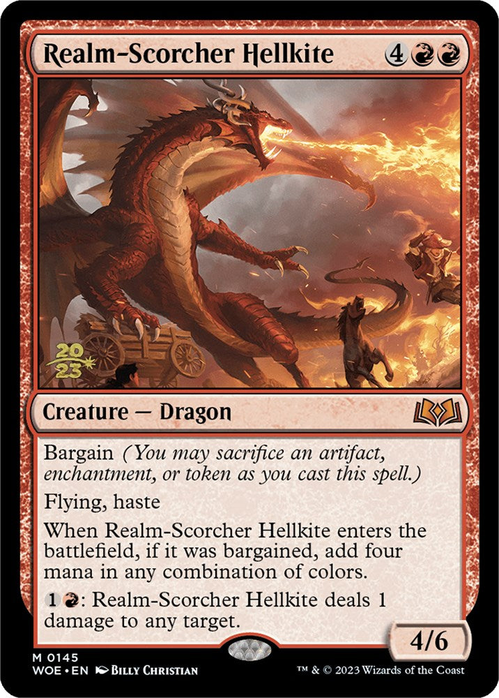 Realm-Scorcher Hellkite [Wilds of Eldraine Prerelease Promos] | Exor Games New Glasgow