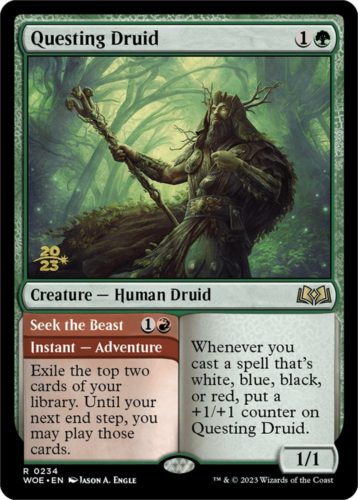 Questing Druid // Seek the Beast [Wilds of Eldraine Prerelease Promos] | Exor Games New Glasgow