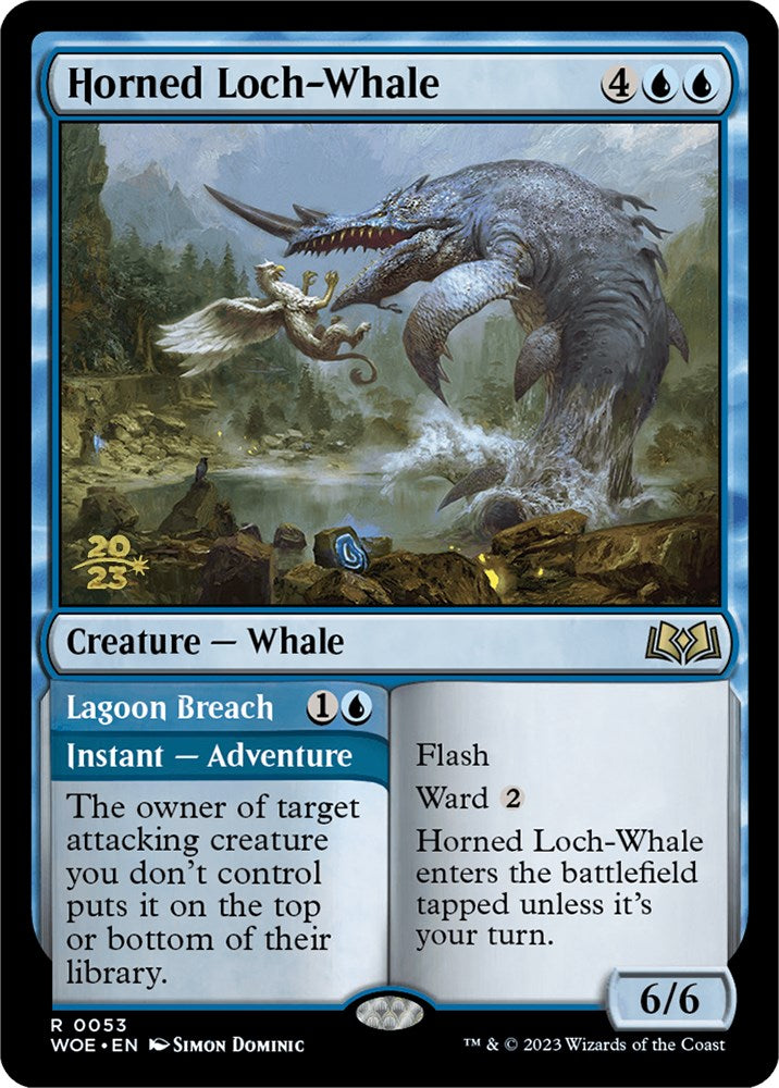 Horned Loch-Whale // Lagoon Breach [Wilds of Eldraine Prerelease Promos] | Exor Games New Glasgow