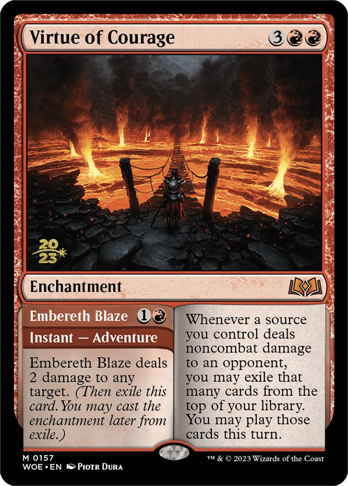 Virtue of Courage // Embereth Blaze [Wilds of Eldraine Prerelease Promos] | Exor Games New Glasgow