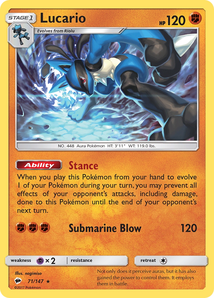 Lucario (71/147) [Sun & Moon: Burning Shadows] | Exor Games New Glasgow