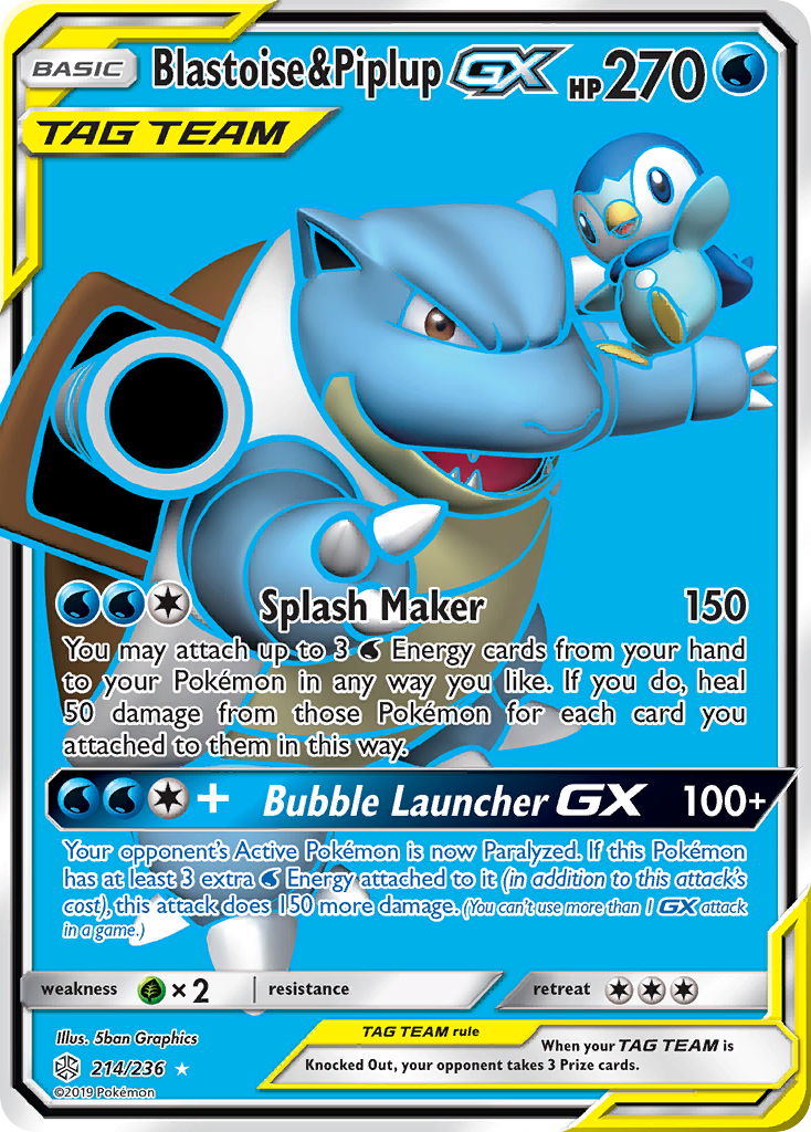 Blastoise & Piplup GX (214/236) [Sun & Moon: Cosmic Eclipse] | Exor Games New Glasgow