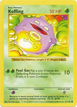 Koffing (51/102) [Base Set Shadowless Unlimited] | Exor Games New Glasgow