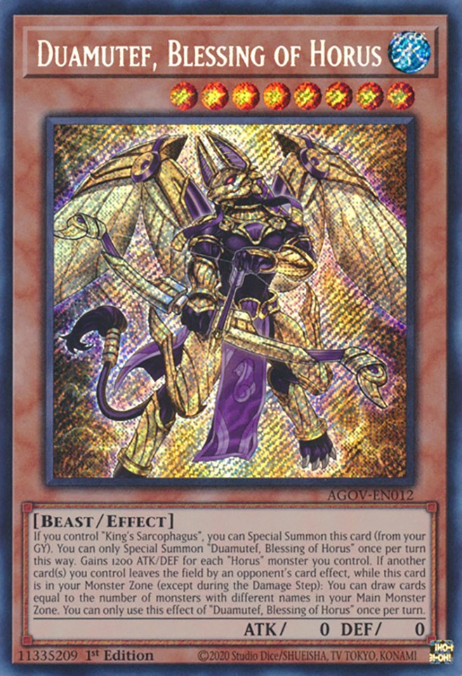 Duamutef, Blessing of Horus [AGOV-EN012] Secret Rare | Exor Games New Glasgow