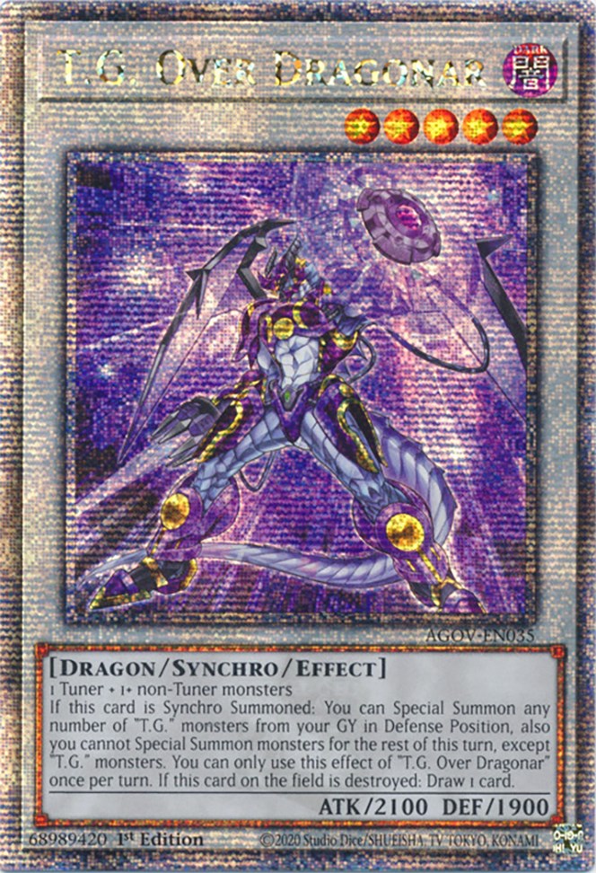 T.G. Over Dragonar (Quarter Century Secret Rare) [AGOV-EN035] Quarter Century Secret Rare | Exor Games New Glasgow