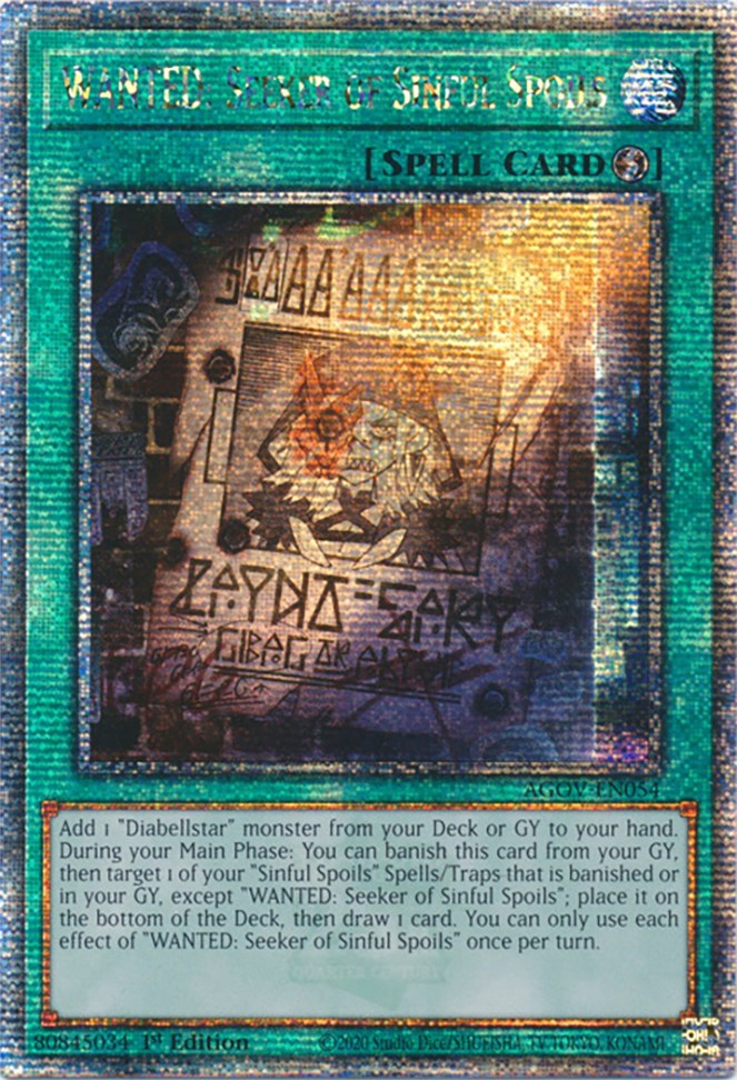 WANTED: Seeker of Sinful Spoils (Quarter Century Secret Rare) [AGOV-EN054] Quarter Century Secret Rare | Exor Games New Glasgow