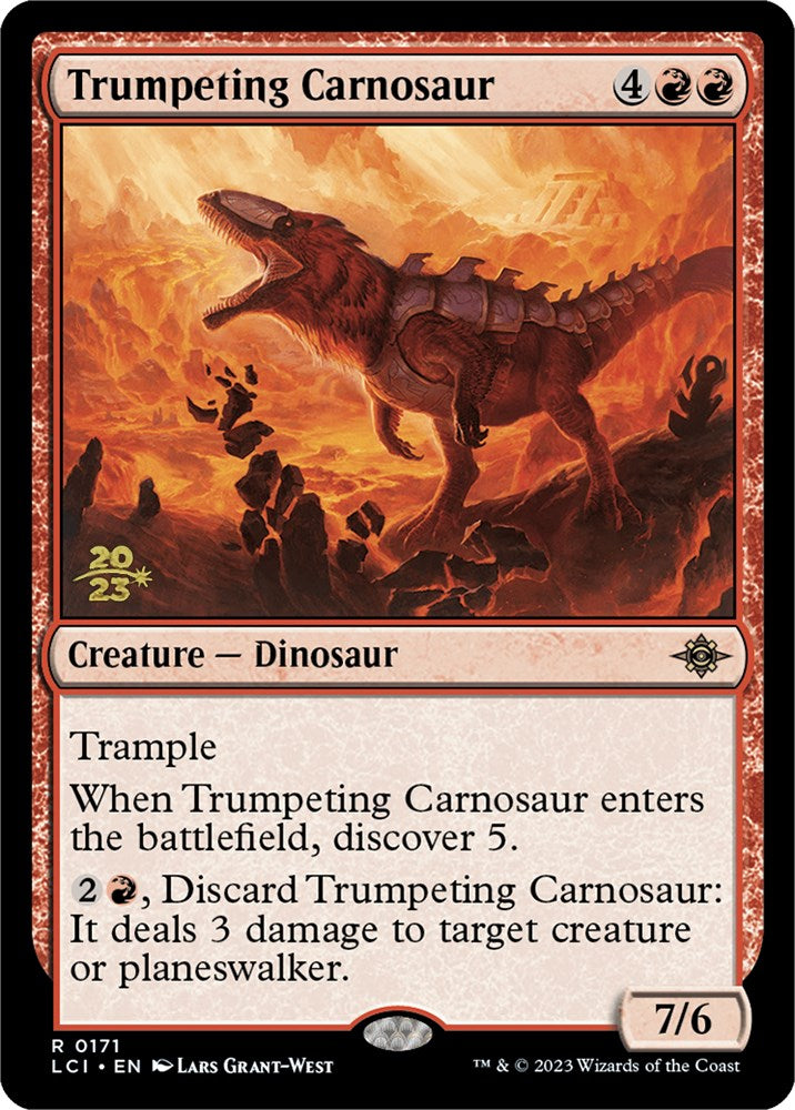 Trumpeting Carnosaur [The Lost Caverns of Ixalan Prerelease Cards] | Exor Games New Glasgow