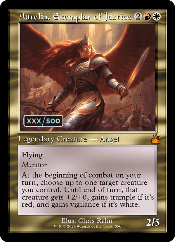 Aurelia, Exemplar of Justice (Retro) (Serialized) [Ravnica Remastered] | Exor Games New Glasgow