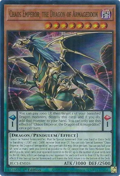 Chaos Emperor, the Dragon of Armageddon [BLC1-EN026] Ultra Rare | Exor Games New Glasgow