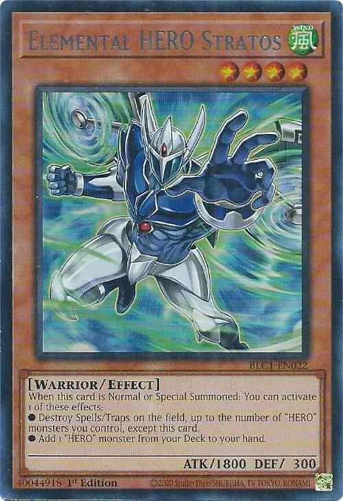 Elemental HERO Stratos (Alternate Art) (Silver) [BLC1-EN022] Ultra Rare | Exor Games New Glasgow