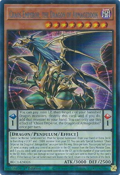 Chaos Emperor, the Dragon of Armageddon (Silver) [BLC1-EN026] Ultra Rare | Exor Games New Glasgow