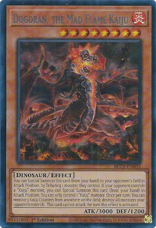 Dogoran, the Mad Flame Kaiju (Silver) [BLC1-EN033] Ultra Rare | Exor Games New Glasgow