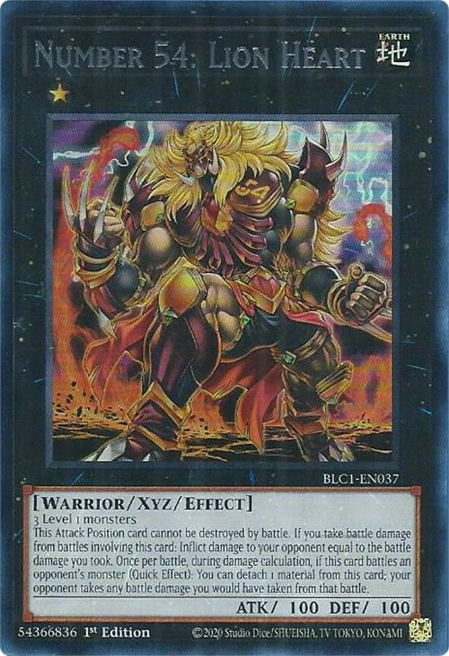 Number 54: Lion Heart (Silver) [BLC1-EN037] Ultra Rare | Exor Games New Glasgow