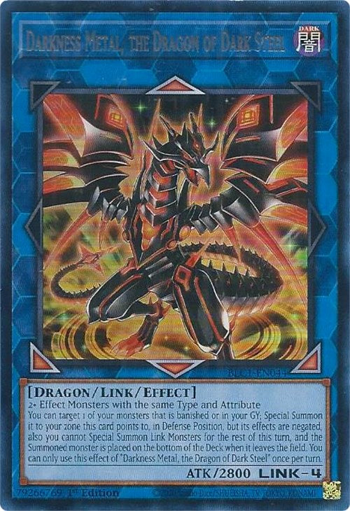 Darkness Metal, the Dragon of Dark Steel (Silver) [BLC1-EN044] Ultra Rare | Exor Games New Glasgow